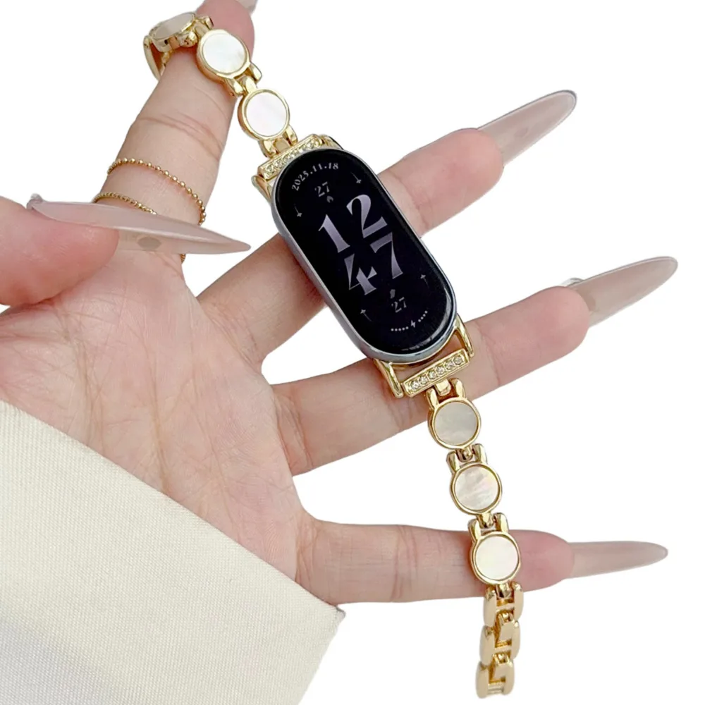 Luxury Pearl Watch Bands with Elegant Link Metal Straps