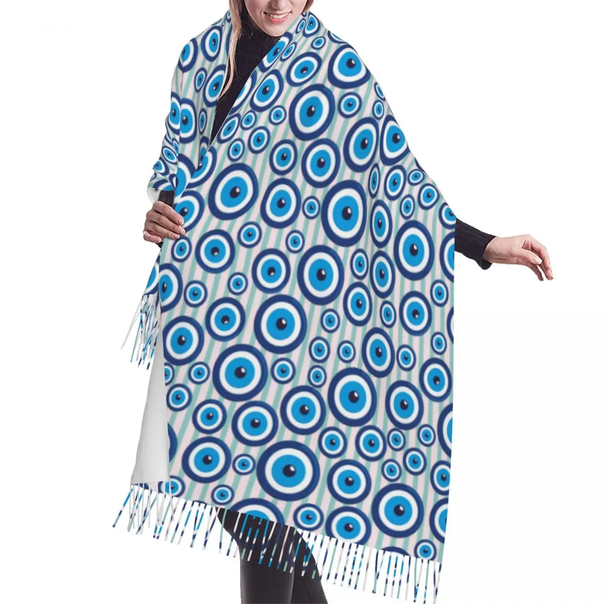 

Custom Printed Turkey Evil Eye Symbol Pattern Amulet Scarf Men Women Winter Warm Scarves Fashion Versatile Female Shawl Wrap