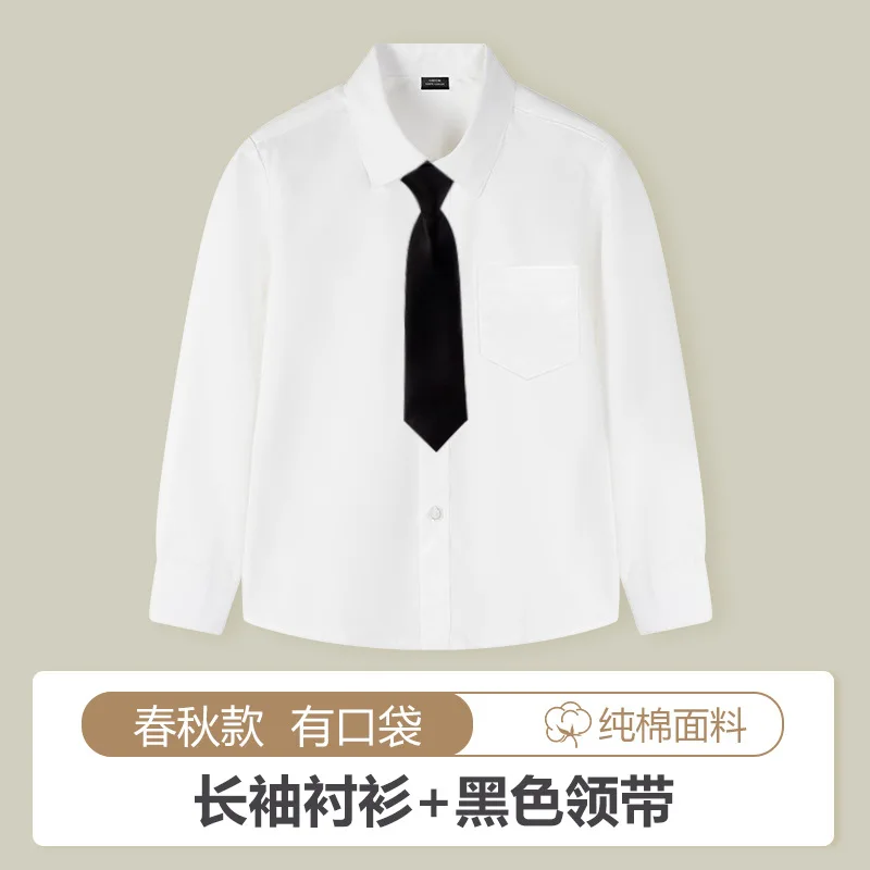 الأولاد الأبيض قمصان طويلة الأكمام القطن الأطفال بلوزة بيضاء حجم 110-180 في سن المراهقة الصبي مرحلة الزفاف حفلة التخرج ازياء