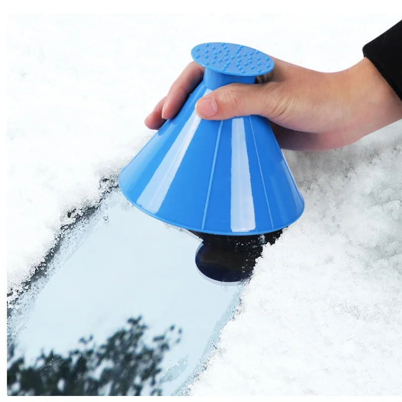Car Snow Remover Windshield Defrosting Scraping Board 360 &deg; Not Damaging Cone Shaped Grip Snow Shoveling In Winter Parts 2pcs