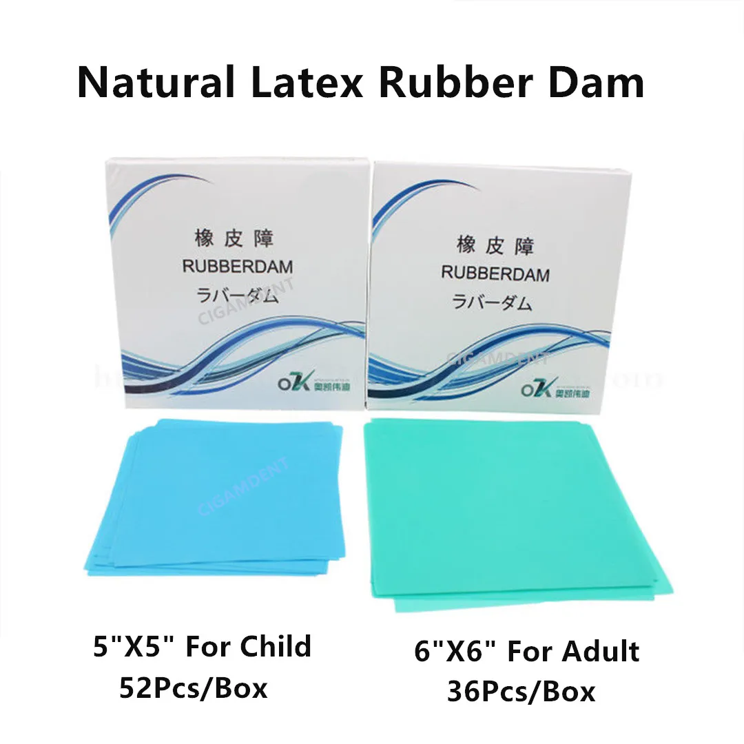 

5Boxes Dental Endodontic Rubber Dam Sheets Natual Latex Green Blue Adult Child