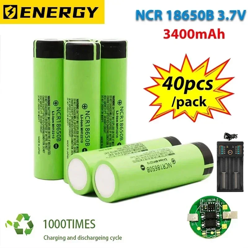 Lote De 10 Unidades De Batería Recargable NCR18650B 3400mAh 18650 Con Pcb 3 7 V