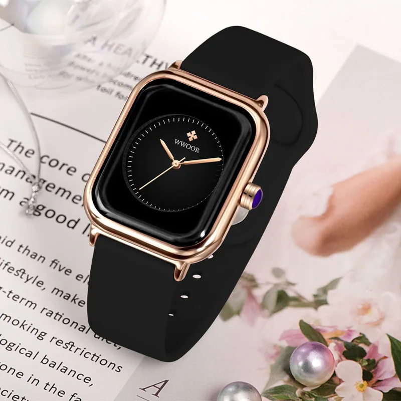 

WWOOR Watch for Women Fashion Elegant Silicone Ladies Dress Waterproof Watches Luxury Brand Quartz Female Wristwatch Reloj Mujer