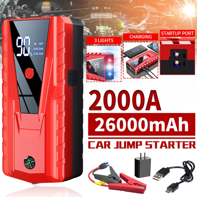 Car 99800mah 1000A Jump Starter Portable Power Bank Booster Starting Device  Starten Charger For Cars 12V 6.0L Articles For Cars - AliExpress