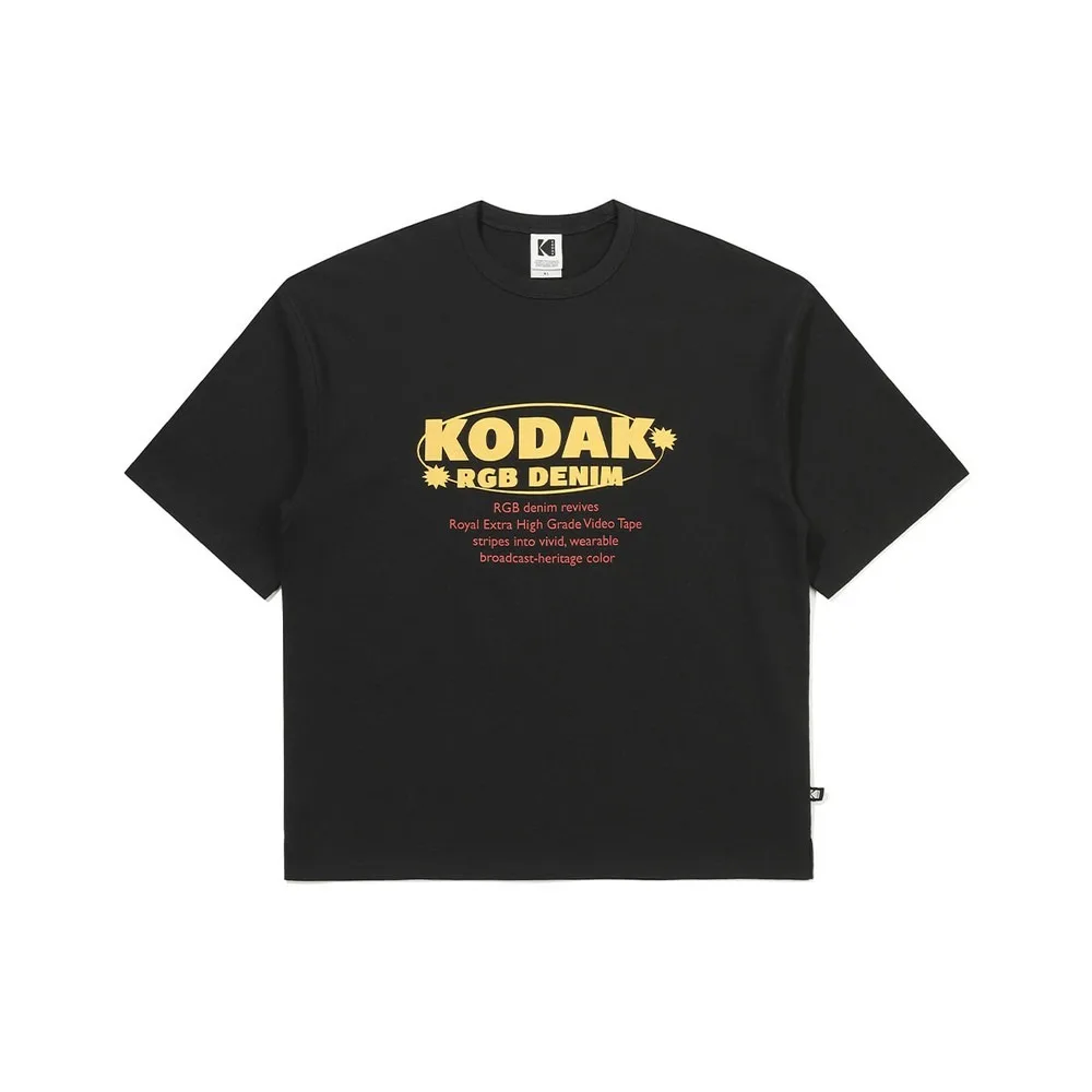 KODAK RGB 로고 클래식 퓨어 코튼 반팔 티셔츠, 레트로, 한국 스타일, 트렌디하고 편안합니다.