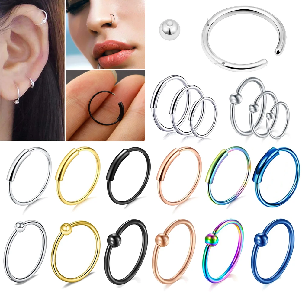 Trendy Seamless Piercing Nose Ring Hoop Lip Ear Ring Body Jewelry Piercing CA 