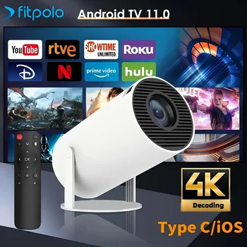 ZNLYRION Mini Portable Projector Android 11 WiFi 6 Native 1080P 4K Supported Home Theater Video Projector BT5.0 Wireless Screen Mirroring Manual Focus LED Projector for Smartphone TV Movie 1