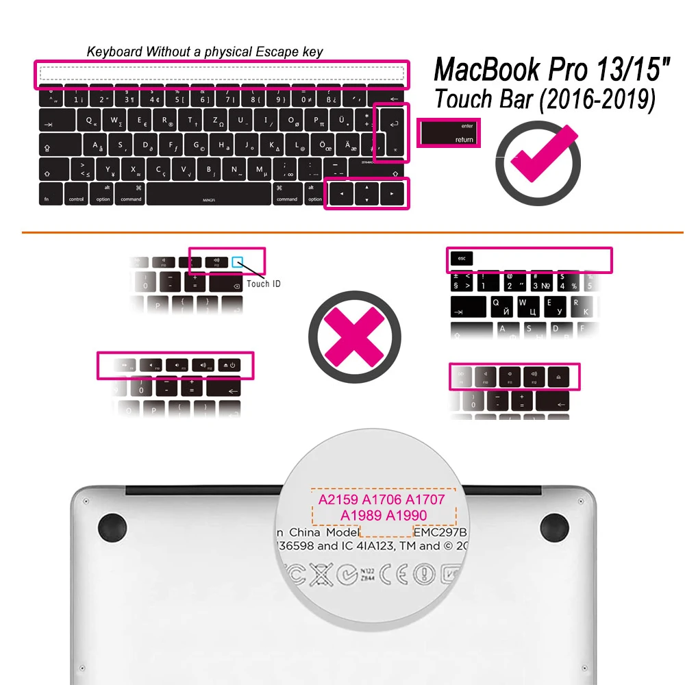 Keyboard Cover For MacBook Pro with Touch Bar 13&15 2016