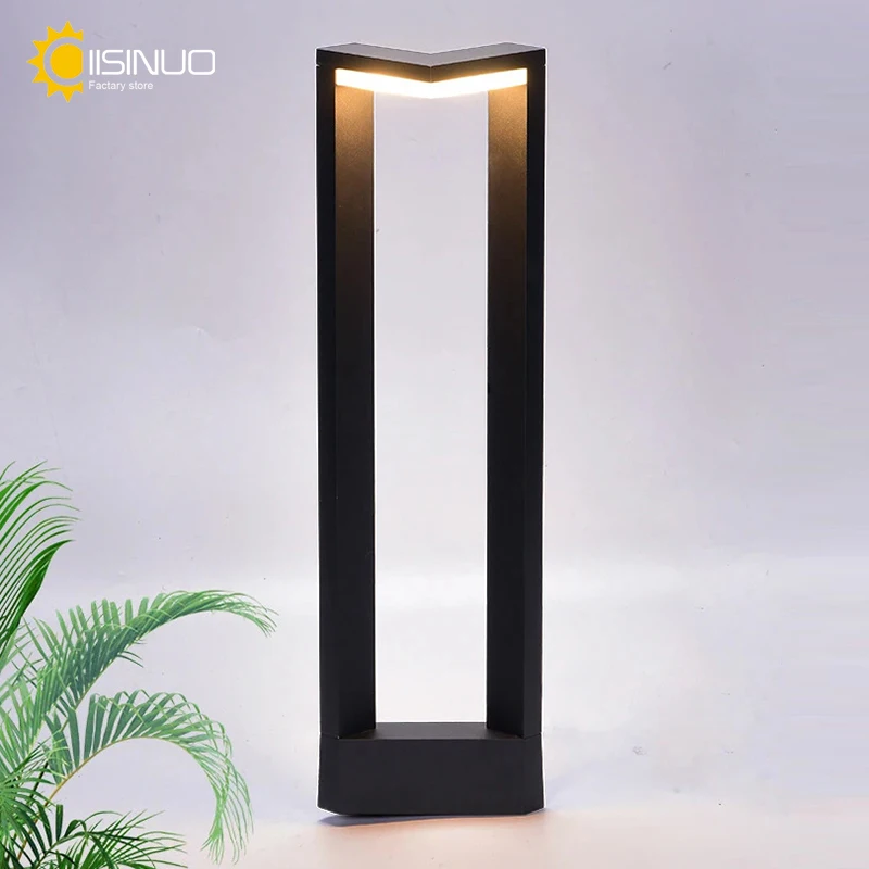 LED 12W Outdoor Landscape Path Lights Black IP65 Waterproof Lawn Post Light Fixture for Lawn Patio Courtyard Driveway Decoration 4