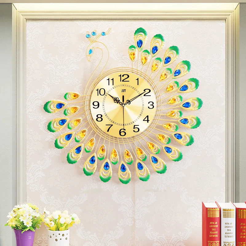 

European style peacock wall clock living room clock table modern creative decoration clock quartz wall clock wall watch