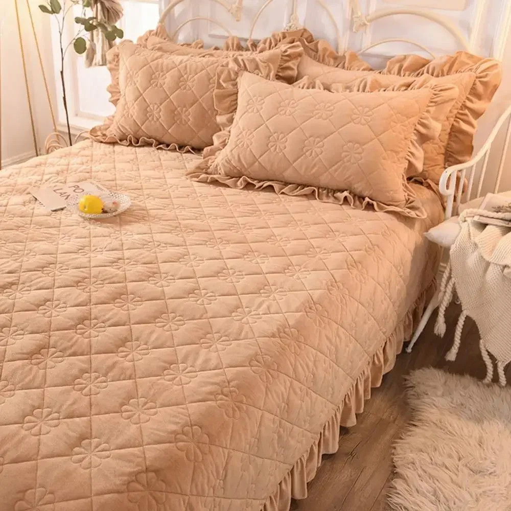 Svetanya Thick Bedspread Sheet Bedcover Coverlet (+2pcs Pillowcase) Super King Queen Single