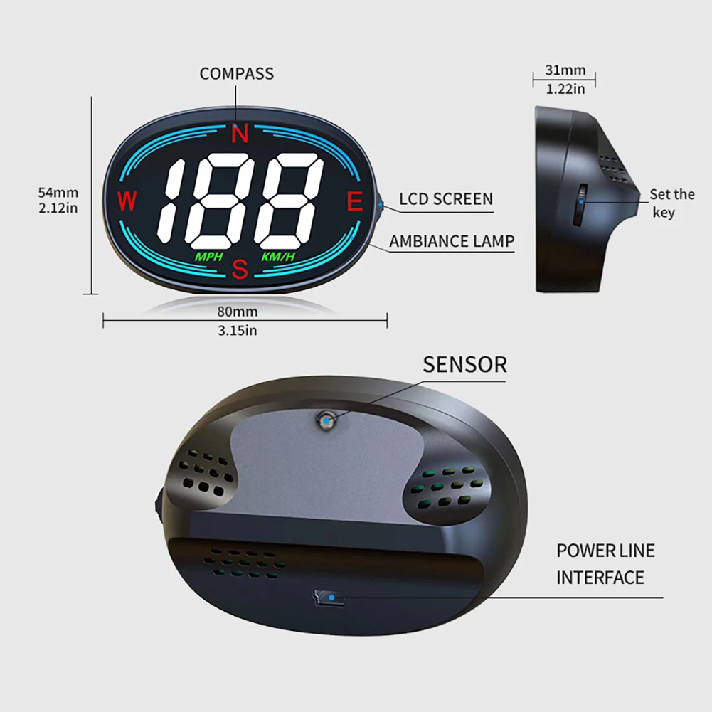자동차 디지털 속도계, GPS HUD 헤드업 디스플레이, 나침반 속도 계량기, Electronicos 속도 경보 장치, 자동차 전자 장치