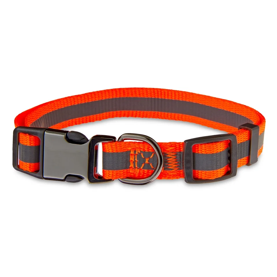 Reflective Adjustable Dog Collar Neon Orange Medium Size