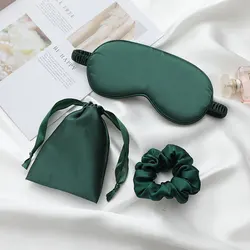Custom Silk Satin Sleep Mask - Personalized Eye Mask for Sleeping & Bachelorette Party Gifts (3pcs-set Green)