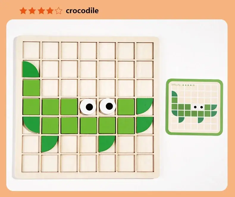 Wooden Mosaic Geometric Pattern Building Blocks Puzzle Set_voghion.com