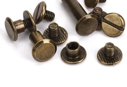 10 Sets Leather Craft Metal Rivet Kit with Double Curved Head Screws and Snaps - Female 5x10mm (Antique Brass)