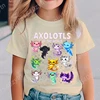 Colorful Cartoon Axolotls Graphic Print Tee, Girls' Casual & Comfy Crew Neck Short Sleeve T-shirt For Spring & Summer 4