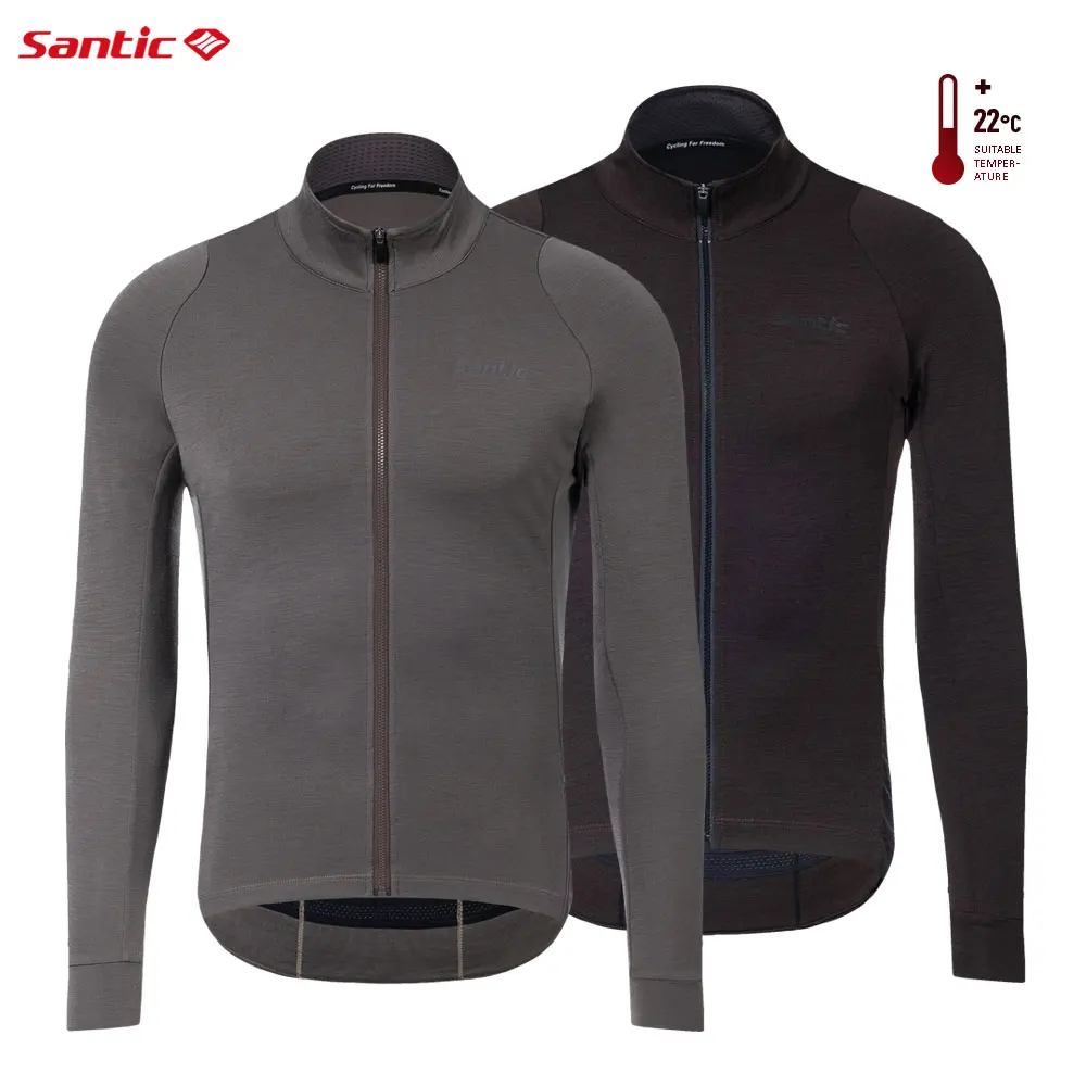 

Santic Men's Cycling Jerseys Spring Long sleeved Zipper Road Cycling Suit Quick Drying Reflective Safety Cycling Jerseys