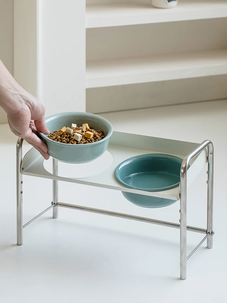 Stainl Steel Adjustable Cerc  Bowl Stand for Small Dogs Sloped Mouth Ne Protection  Food Bowl Universal Pet Sup...