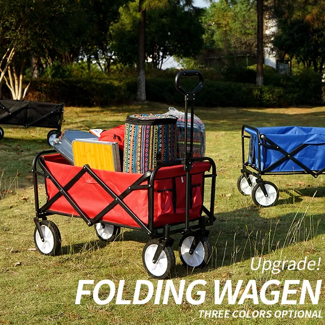Kültéri Kemping Összecsukható Kocsi Hordozható Bevásárlókosár Élelmiszerbolt Horgászfelszerelés Kis Pótkocsi Poggyász - Image 2