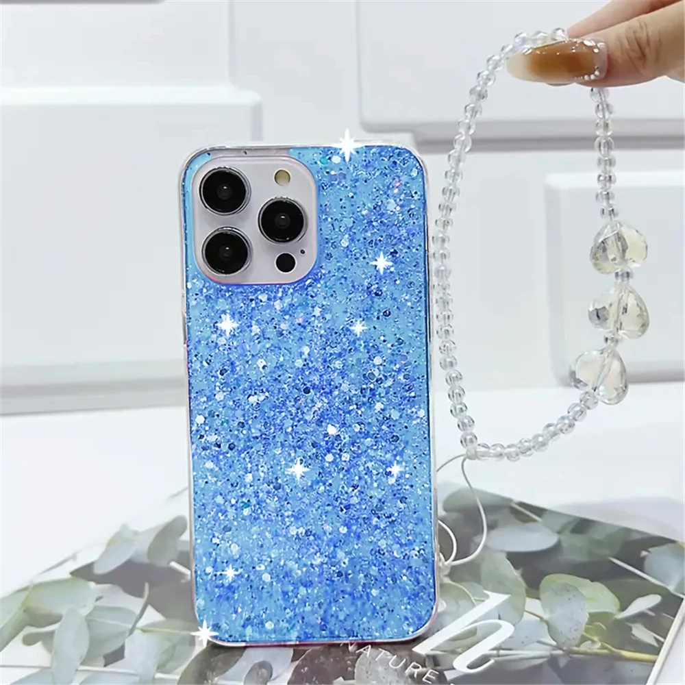Glitzer Handyhülle Mit Armband Für Xiaomi Redmi Note 13 Pro Plus 5G – Weiß, Stoßfest & Modisch Für Frauen
