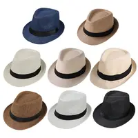 Children Kids Summer Beach Straw Hat Jazz Panama Trilby Fedora Hat Gangster Outdoor Breathable Hats Girls Boys Sunhat 1