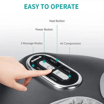 Nekteck Foot Massager Heating Therapy Air Compression Shiatsu Knead Roller Muscle Relaxation Electric Foot Massage Machine 3