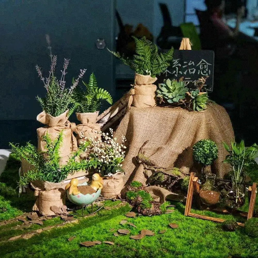 DIY Fake Moss Grass Turf Eternal Life Lifelike Artificial Moss Carpet 50*50cm Durable Fake Green Grass Mat Wall