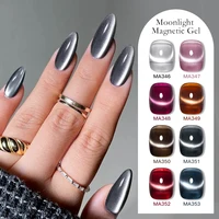 MEET ACROSS Silver Moonlight Magnetic Gel Nail Polish Sparkling Cat Eye Effect Soak Off Gel Semi-Permanent nail polish Nail Art 2