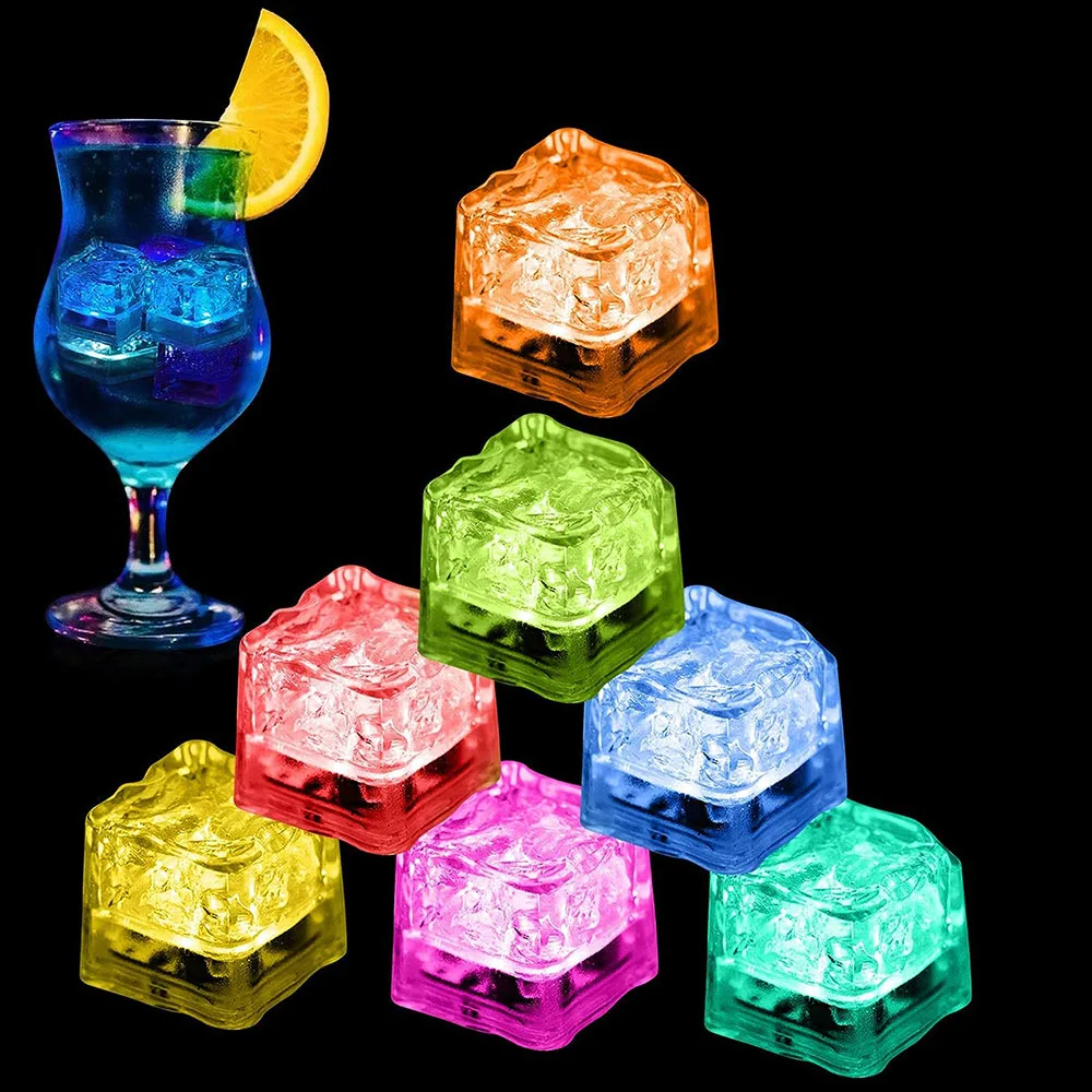 

10/20/50/100 Pcs Light Up Ice Cubes LED Glow In The Dark Ice Cubes Waterproof Flashing Ice Cube For Club Bar Party Wedding Decor