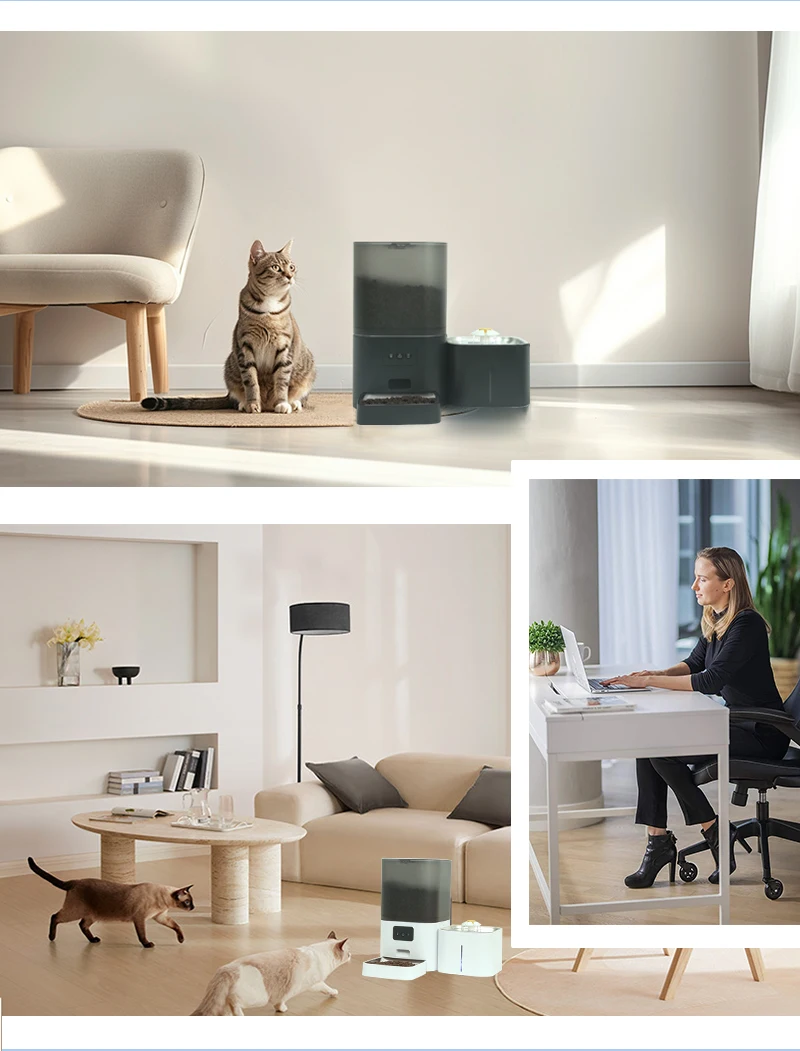 Smart Automatic Pet Feeder And Water Fountain With Wifi App Control_voghion.com