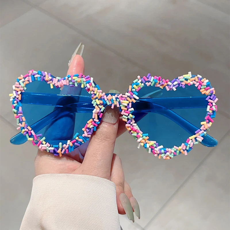Lunettes de soleil cœur KAMMPT avec paillettes - Style mignon plage vacances tendance original