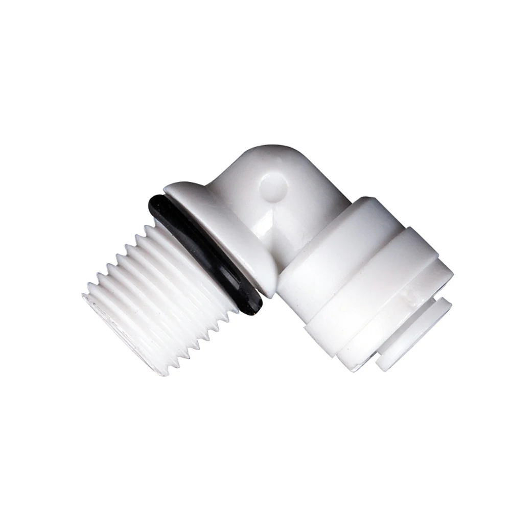

Fit 1/4" 6.35mm OD Tube x 1/4" BSP Male 90 Deg Elbow POM Quick Fitting Connector Aquarium RO Water Filter Reverse Osmosis System