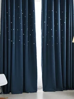 1PC Light Luxury Modern Black Night Hollowed Out Star Fashionable Curtains 1