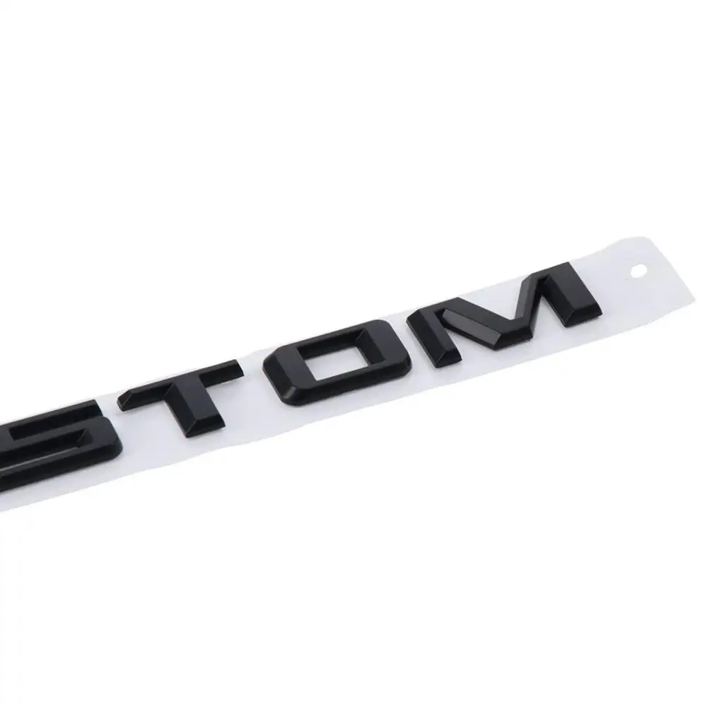 Black CUSTOM Letters Emblems Badge Letter Style 9.13×0.79in 3D Car Bumper Badge Stickers ABS Car Rear Trunk Tailgate Decals
