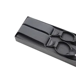 Mens Boy Adjustable Trouser Belt Y Shape Suspender Elastic Leather Pure Color Button Braces