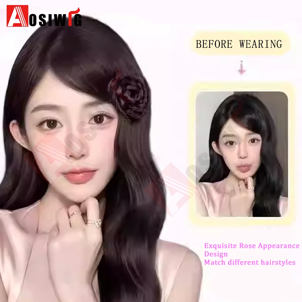 합성 마루코 헤드 가발 클램핑 로즈 버드 헤드 레이지 컬링 헤어 아티팩트 프린세스 헤드 클립 인 헤어 익스텐션 여성용
