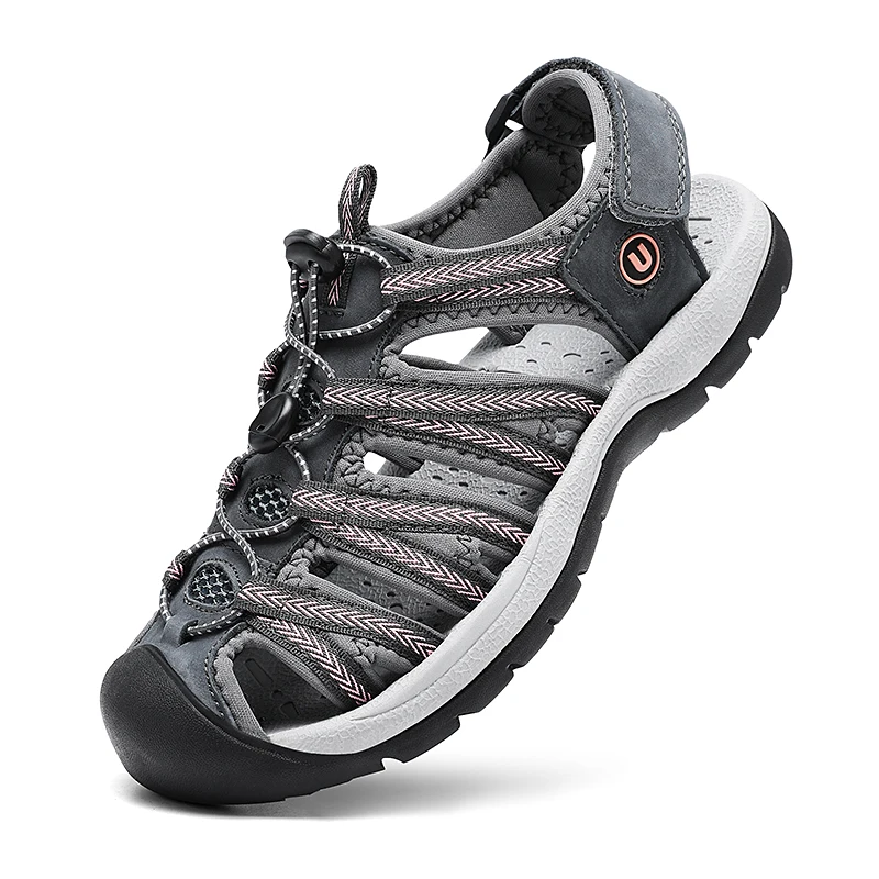 New Summer Genuine Leather Women's Sandals Fashion Design Breathable Women Casual Shoes Women Outdoor Beach Sandals Big Size 42