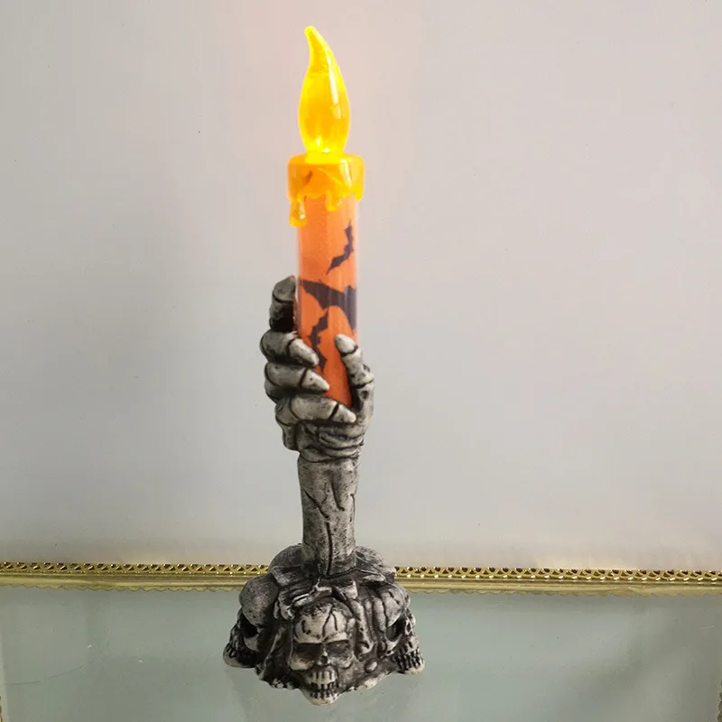 Halloween LED Lights, Skeletons, Ghosts, Hand-Held Candle Lights Color:Orange-Small Size 6