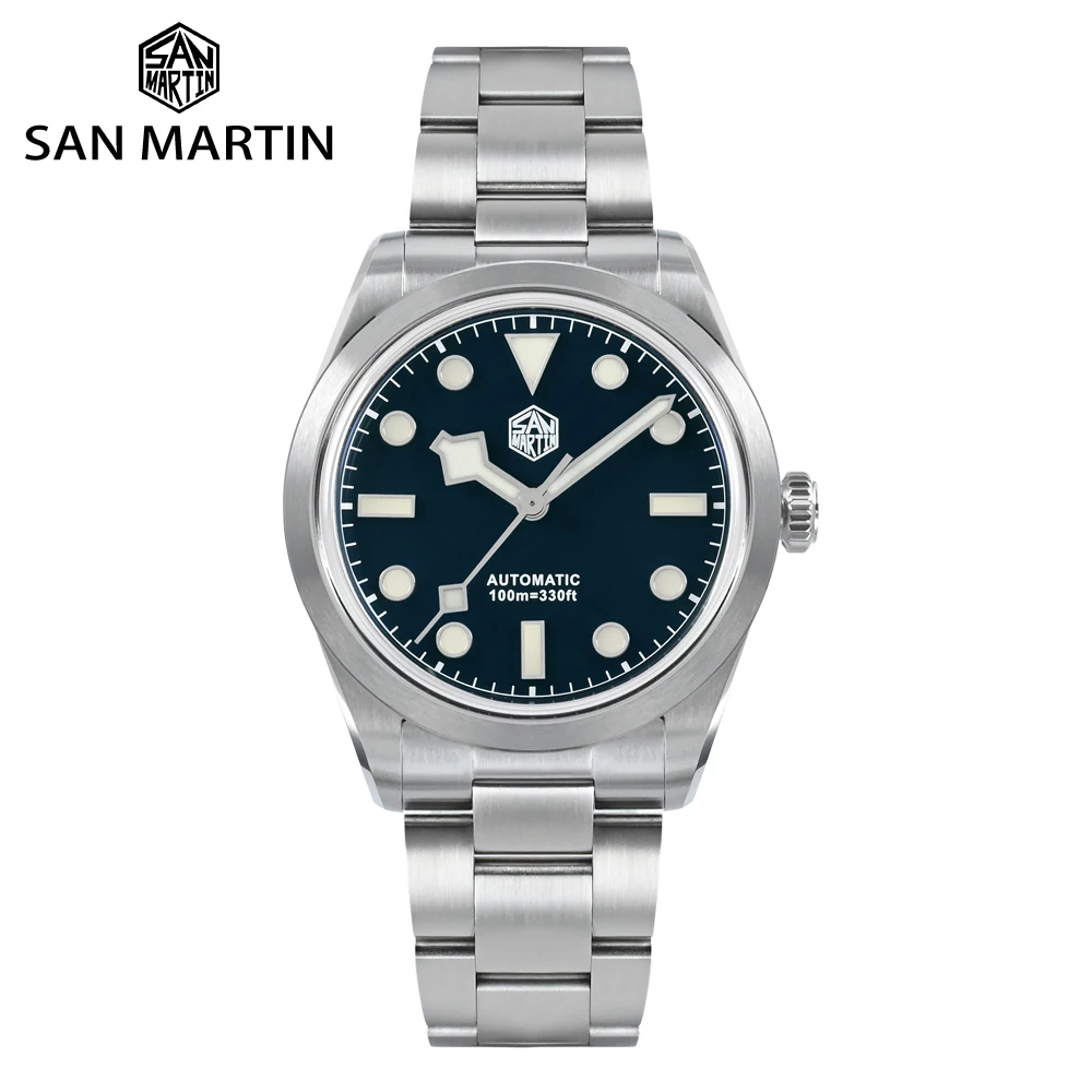 San Martin 38mm Climbing Series Fashion Watch for Men Sports Style NH35 Automatic Mechanical Snowflake Hands BGW-9 10 ATM