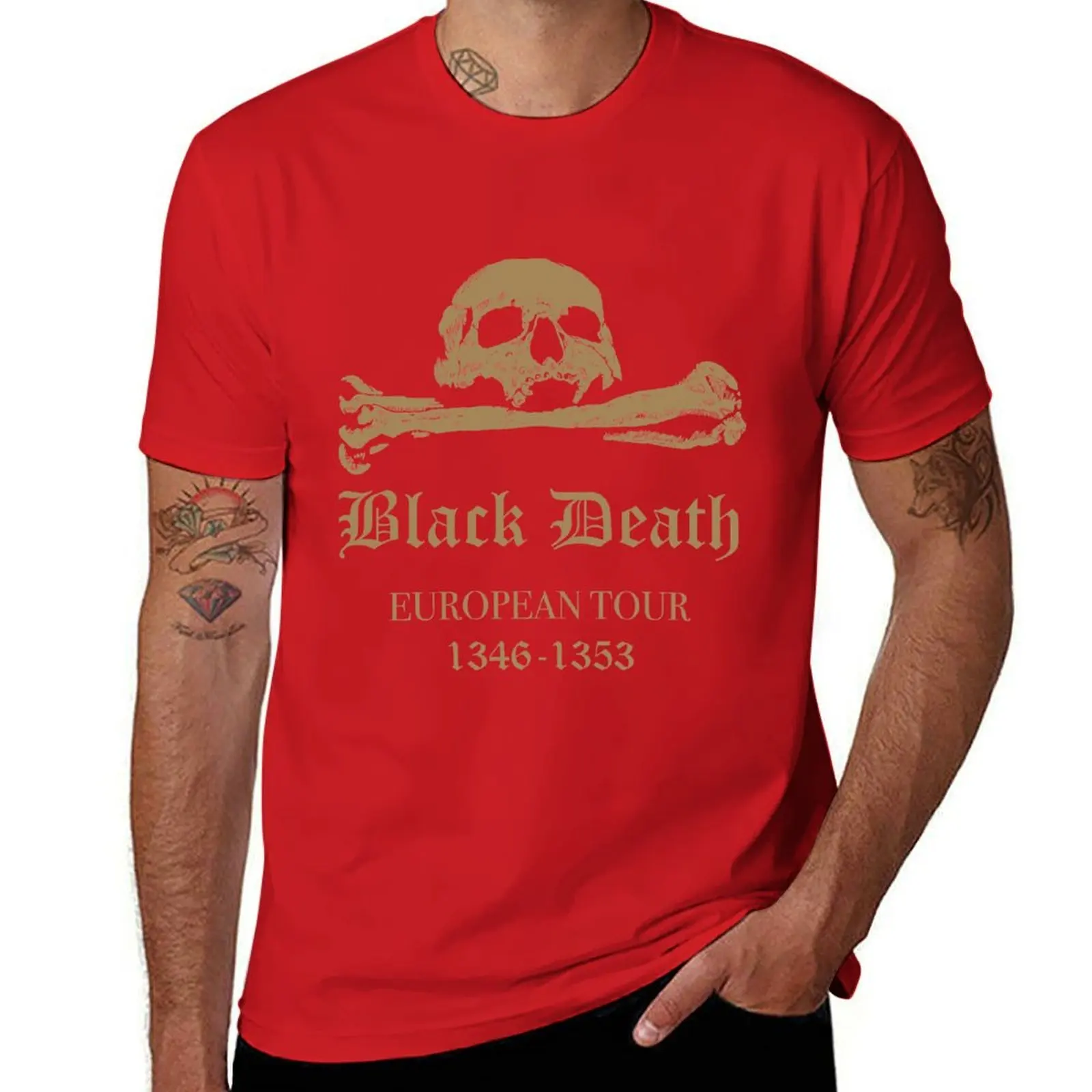 European Tour Custom Design Black T-Shirt - Men's Plus Size Slim Fit