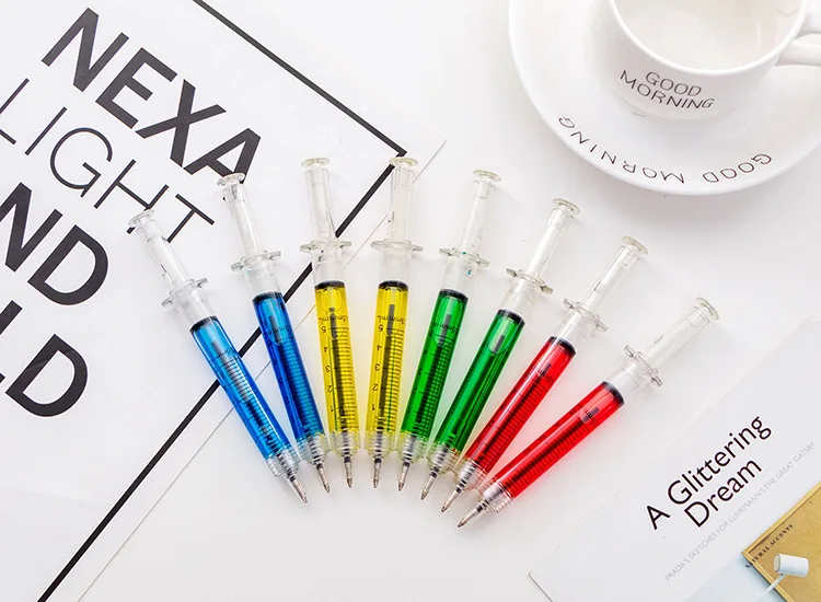 

20Pieces Multicolor Syringe Pens Novelty Liquid Syringe Ballpoint Pen Needle Tube Shape Nurse Gift Liquid Pen Color For Learning