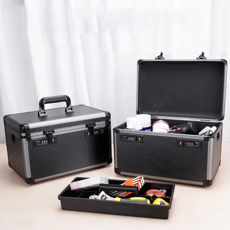 

Portable Hardware Toolbox Multifunctional Electrical Decoration Aluminum Storage Box With Lock Household Large Capacity Case