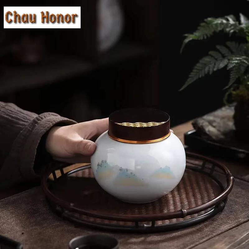 Silver Spot Glaze Tea Containers Handmade Ceramic Sealed Household Storage Tea Pot Coarse Pottery Small Tea Warehouse Tea Tin