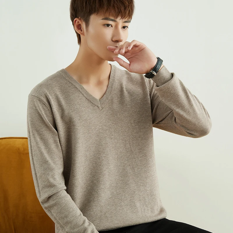 Men's New V-neck Warm Solid Color Business Casual Plus Pullover For Autumn/Winter 2022 Calm Atmosphere Soft Breathable Sweater