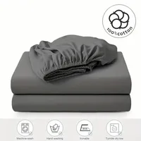 Drap-housse 100% coton, couleur unie, avec bande élastique, housse de lit simple, Double, Queen Size, housse de matelas 4
