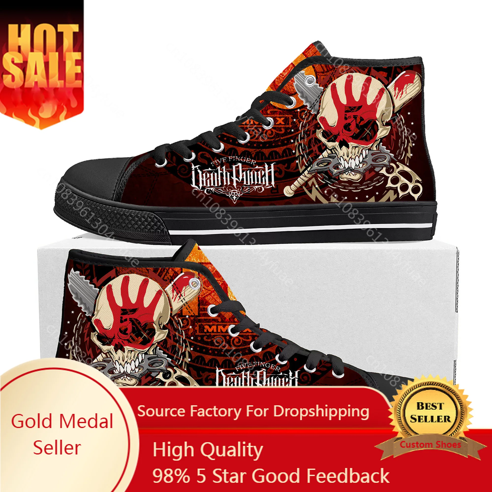 

Five Finger Death Punch Band High Top Sneakers Mens Womens Teenager High Quality Canvas Sneaker Casual Couple Shoes Custom Shoe
