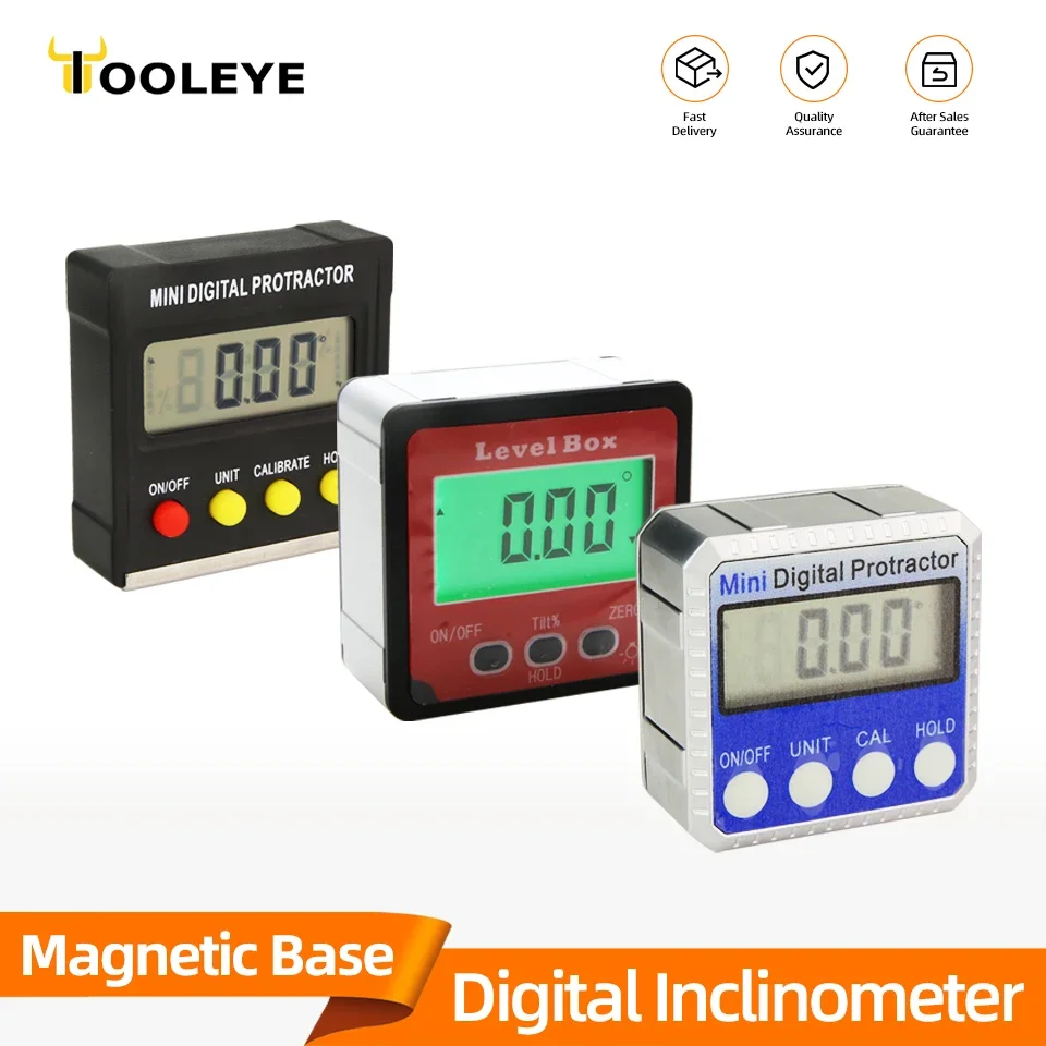 Digital Inclinometer 360 Degree Mini Electronic Goniometer Protractor Angle Finder Magnetic Base Level Box Angle Measuring Tools