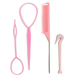 French Braiding and Styling Hair Tool Set - 4 Pieces (Pink Set)