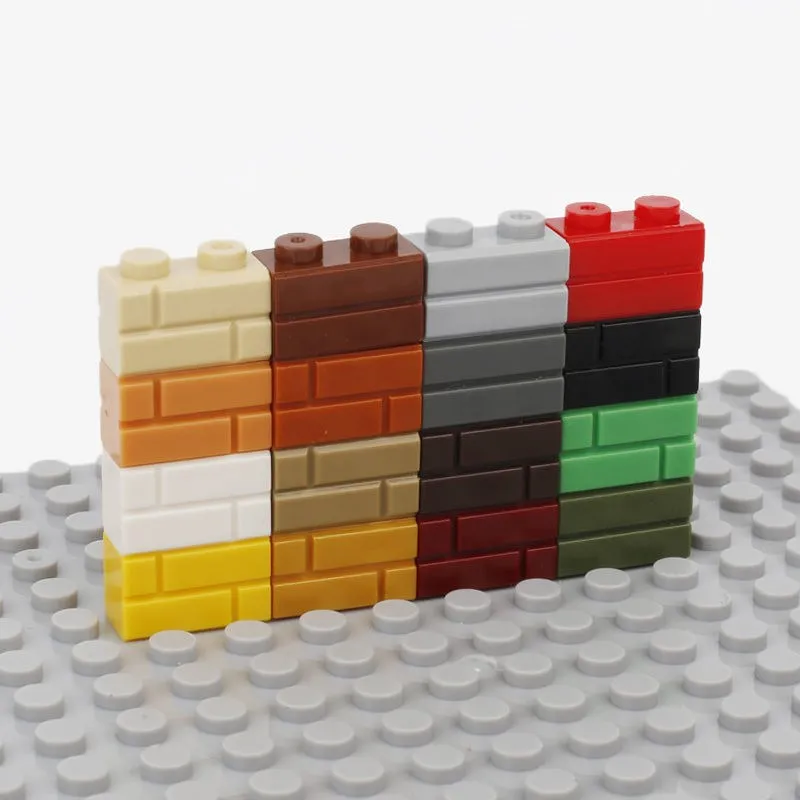 

200PCS DIY Building Blocks Wall Figures Brick Modified 1x2 Dots Masonry Profile Creative Children Size Compatible 98283 Toy